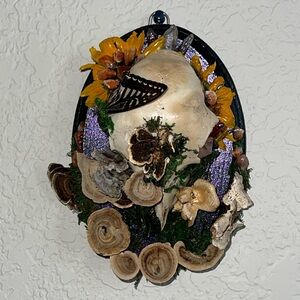 Floral Skull oddity Wall Art (Real taxidermy)